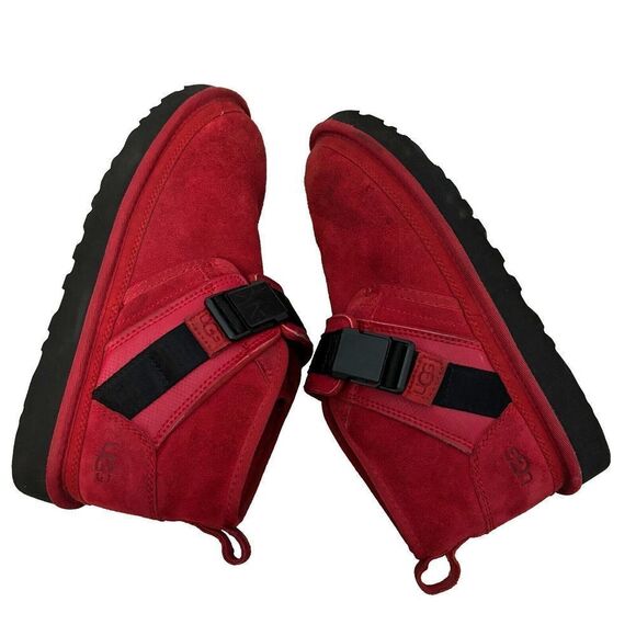 UGG Neumel Snapback Red Suede Low Chukka Boots Mens 1118570 Shearling Lined 7 main image 4